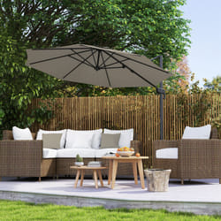 Outsunny 3 x 3(m) Cantilever Parasol Garden Umbrella with Base Light Grey
