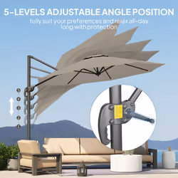 Outsunny 3 x 3(m) Cantilever Parasol Garden Umbrella with Base Light Grey