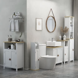 kleankin Slim Bathroom Storage Unit with Adjustable Shelf, White