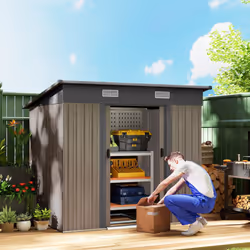 Outsunny Outdoor Garden Storage Shed for Patio Grey Wood Grain