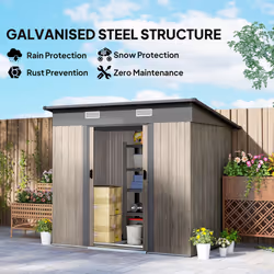 Outsunny Outdoor Garden Storage Shed for Patio Grey Wood Grain