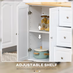 HOMCOM Kitchen Island on Wheels, Kitchen Cart with Drop Leaf, White - Additional view 5