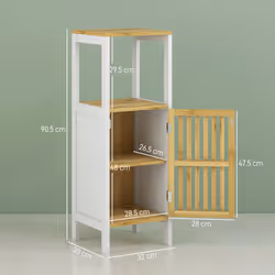 HOMCOM Bathroom Floor Cabinet Bamboo Bathroom Cupboard with Adjustable Shelf