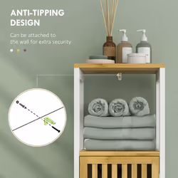 HOMCOM Bathroom Floor Cabinet Bamboo Bathroom Cupboard with Adjustable Shelf - Additional view 7