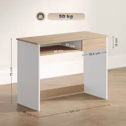 HOMCOM Compact Computer Table with Keyboard Tray and Drawer - Gold