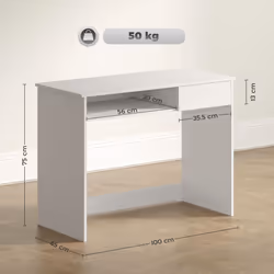 HOMCOM Compact Computer Table with Keyboard Tray and Drawer - White