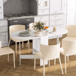 HOMCOM Oval Kitchen Table for Dining Room, Small Space - White