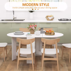 HOMCOM Oval Kitchen Table for Dining Room, Small Space - White