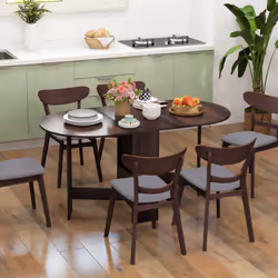 HOMCOM Oval Kitchen Table for Dining Room, Small Space - Brown