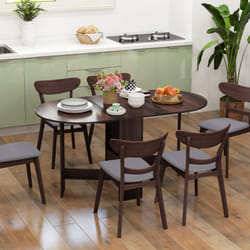 HOMCOM Oval Kitchen Table for Dining Room, Small Space - Brown