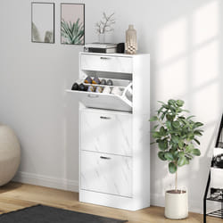 HOMCOM Shoe Cabinet w/ 4 Drawers Shoe Storage Organiser for 18 Pairs Black