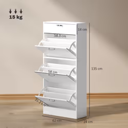 HOMCOM Shoe Cabinet w/ 4 Drawers Shoe Storage Organiser for 18 Pairs Black