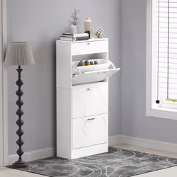HOMCOM Shoe Cabinet w/ 4 Drawers Shoe Storage Organiser for 18 Pairs Black - Additional view 8
