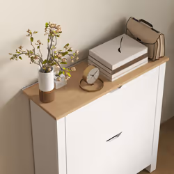HOMCOM 12-Shoe Storage Cabinet 4 Shelves 2 Drawers Tabletop High Gloss White - Additional view 7