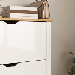 HOMCOM 12-Shoe Storage Cabinet 4 Shelves 2 Drawers Tabletop High Gloss White - Additional view 8
