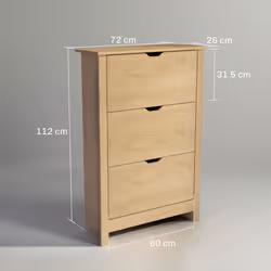 HOMCOM 18-Shoe Storage Cabinet 6 Shelves 3 Drawers Natural Wood Finish