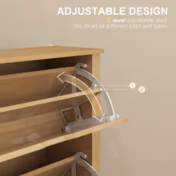 HOMCOM 18-Shoe Storage Cabinet 6 Shelves 3 Drawers Natural Wood Finish - Additional view 4