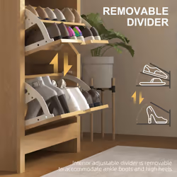 HOMCOM 18-Shoe Storage Cabinet 6 Shelves 3 Drawers Natural Wood Finish - Additional view 5