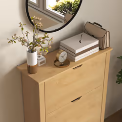 HOMCOM 18-Shoe Storage Cabinet 6 Shelves 3 Drawers Natural Wood Finish - Additional view 7
