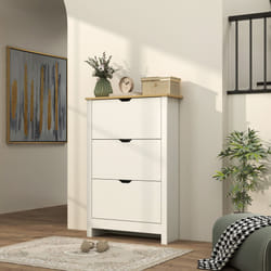 HOMCOM 18-Shoe Storage Cabinet 6 Shelves 3 Drawers Tabletop High Gloss White