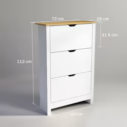HOMCOM 18-Shoe Storage Cabinet 6 Shelves 3 Drawers Tabletop High Gloss White