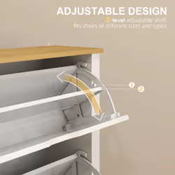 HOMCOM 18-Shoe Storage Cabinet 6 Shelves 3 Drawers Tabletop High Gloss White - Additional view 4