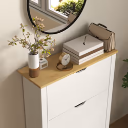 HOMCOM 18-Shoe Storage Cabinet 6 Shelves 3 Drawers Tabletop High Gloss White - Additional view 7