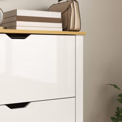 HOMCOM 18-Shoe Storage Cabinet 6 Shelves 3 Drawers Tabletop High Gloss White - Additional view 8
