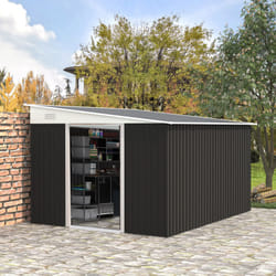 Outsunny Steel Garden Storage Shed w/ Sliding Doors Black