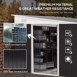 Outsunny Steel Garden Storage Shed w/ Sliding Doors Black