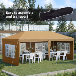 Outsunny 3 x 6m Heavy Duty Gazebo Marquee Party Tent with Storage Bag Khaki