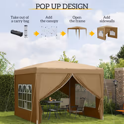 Outsunny 3x3(m) Pop Up Gazebo Party Tent Canopy Marquee with Storage Bag