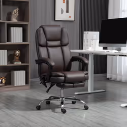Vinsetto Massage Office Chair, PU Leather High Back Recliner, Dark Brown
