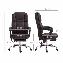 Vinsetto Massage Office Chair, PU Leather High Back Recliner, Dark Brown