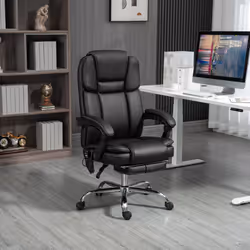 Vinsetto Massage Office Chair, PU Leather High Back Recliner, Black