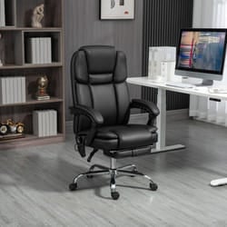 Vinsetto Massage Office Chair, PU Leather High Back Recliner, Black
