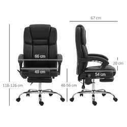 Vinsetto Massage Office Chair, PU Leather High Back Recliner, Black
