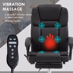 Vinsetto Massage Office Chair, PU Leather High Back Recliner, Black