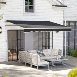 Outsunny Garden Sun Shade Canopy Retractable Awning, 2.5 x 2m, Black