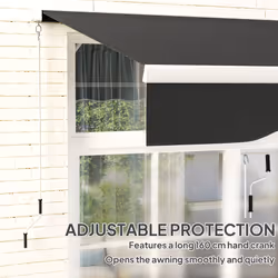 Outsunny Garden Sun Shade Canopy Retractable Awning, 2.5 x 2m, Black - Additional view 4
