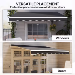 Outsunny Garden Sun Shade Canopy Retractable Awning, 2.5 x 2m, Black - Additional view 5