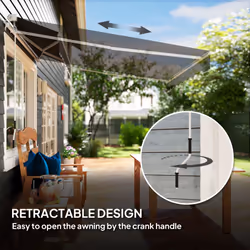 Outsunny Garden Sun Shade Canopy Retractable Awning, 2.5 x 2m, Black - Additional view 7