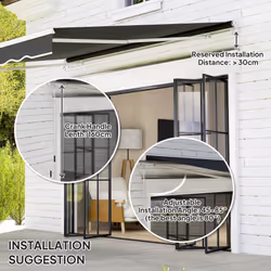 Outsunny Garden Sun Shade Canopy Retractable Awning, 2.5 x 2m, Black - Additional view 8