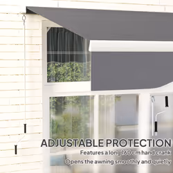 Outsunny Garden Sun Shade Canopy Retractable Awning, 2.5 x 2m, Dark Grey - Additional view 4