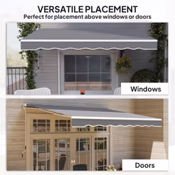 Outsunny Garden Sun Shade Canopy Retractable Awning, 2.5 x 2m, Dark Grey - Additional view 5
