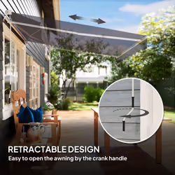 Outsunny Garden Sun Shade Canopy Retractable Awning, 2.5 x 2m, Dark Grey - Additional view 7