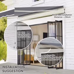 Outsunny Garden Sun Shade Canopy Retractable Awning, 2.5 x 2m, Dark Grey - Additional view 8