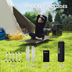 Outsunny Lightweight Camping Cot Portable Compact Sleeping Bed w/ Carry Bag - Additional view 4