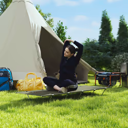 Outsunny Lightweight Camping Cot Portable Compact Sleeping Bed w/ Carry Bag - Additional view 6