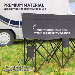 Outsunny 6 Seater Folding Bench Camping Chair with Cup Holder, Charcoal Grey - Additional view 5